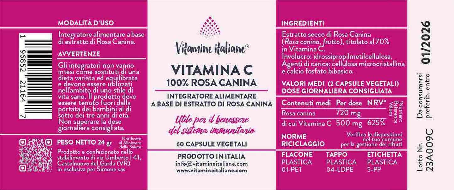 Vitamina C. Rosa Canina 100%